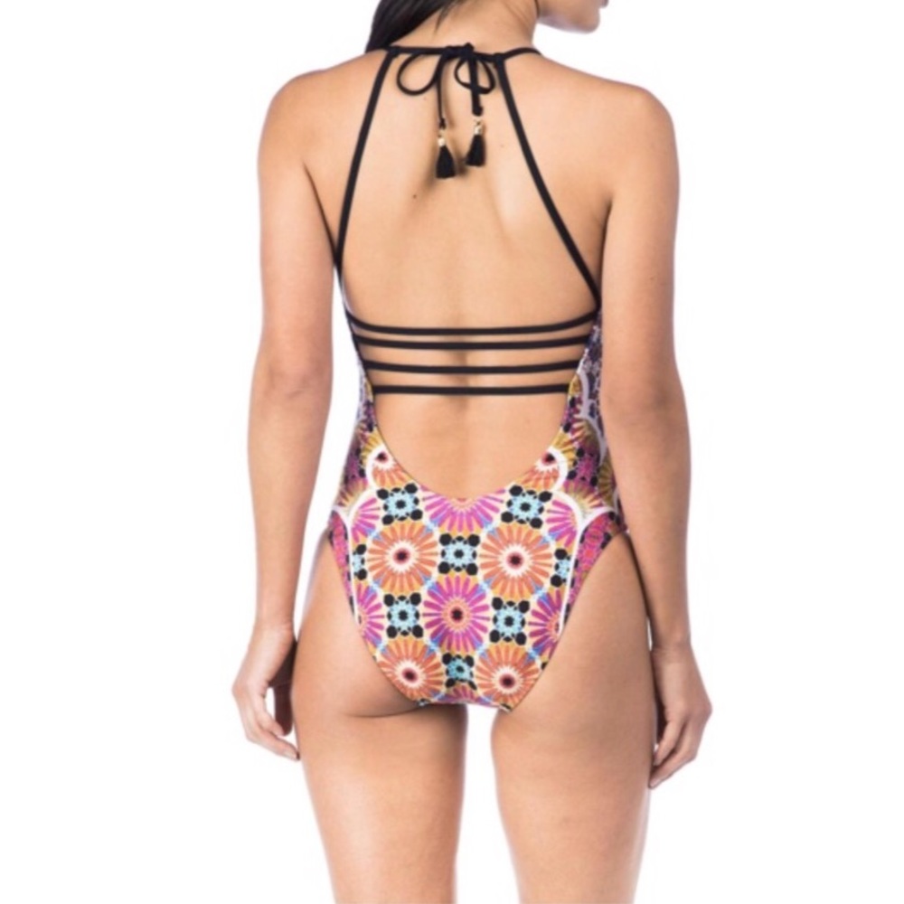 TRINA TURK Golden Medallion Plunge 1 pc swimsuit